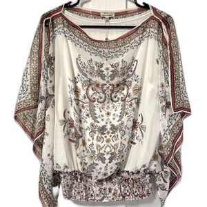 NWT Max Studio Ivory Paisley handkerchief sleeves with elastic waist size L